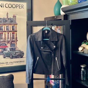 TOPSHOP Women's Black, Real Leather, Motorcycle Jacket